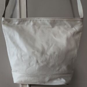 White Canvas Shoulder Bag with Minimalist Design